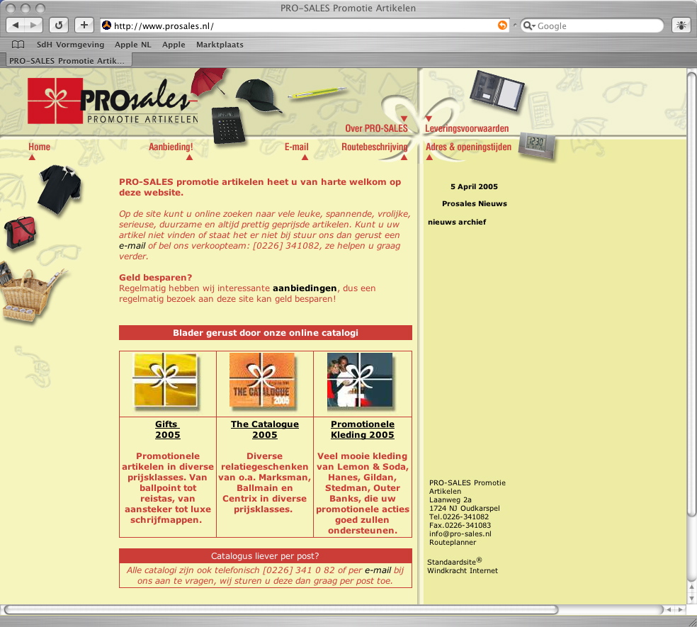 Website Pro-Sales weer up to date